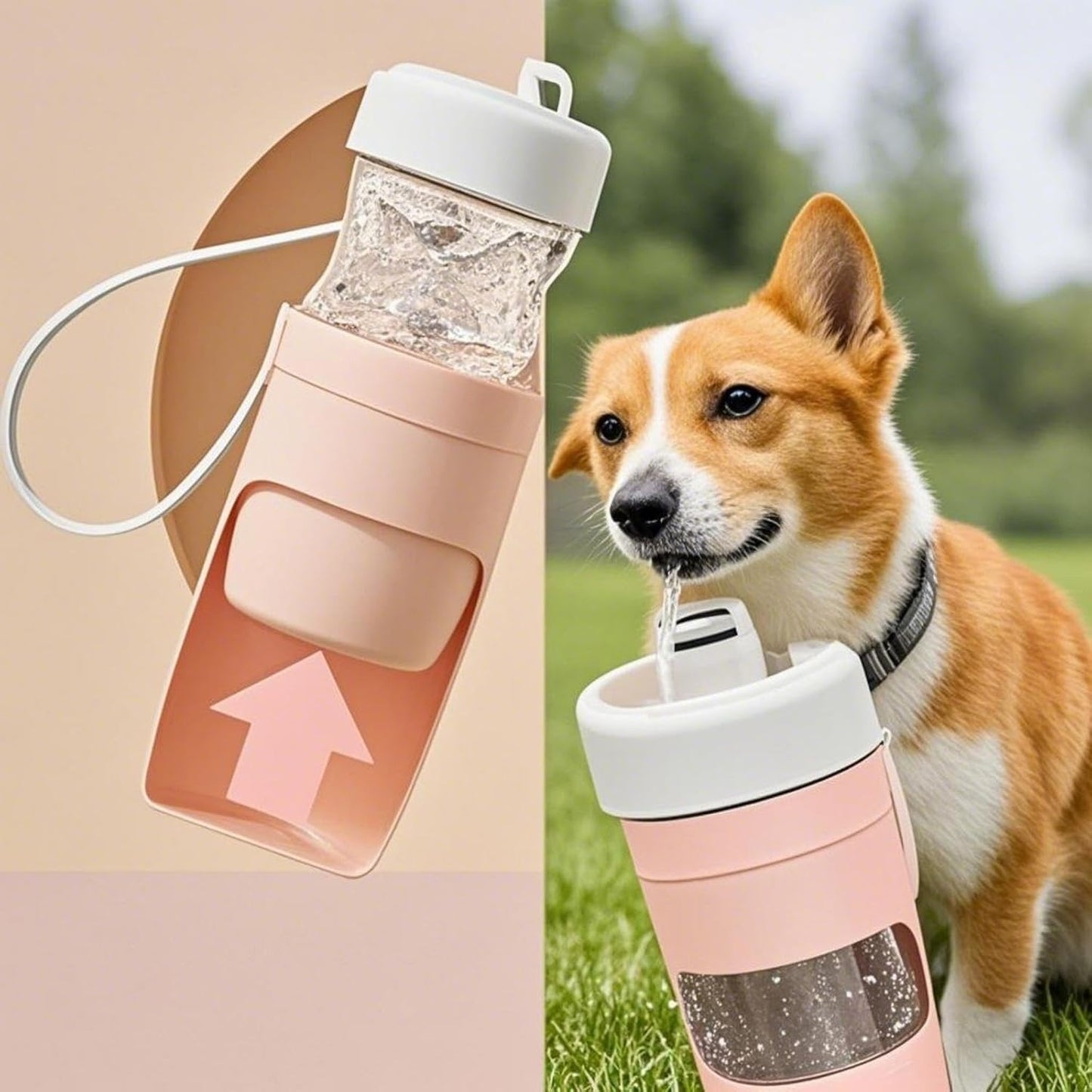 2-in-1 Dog Water Bottle & Food Container