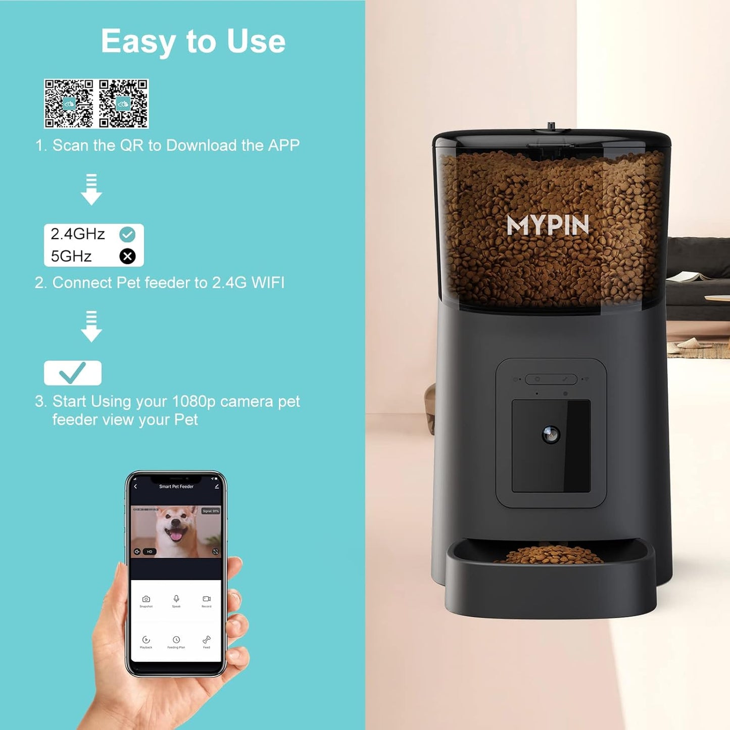 Smart Video Pet Feeder with Camera & App Control