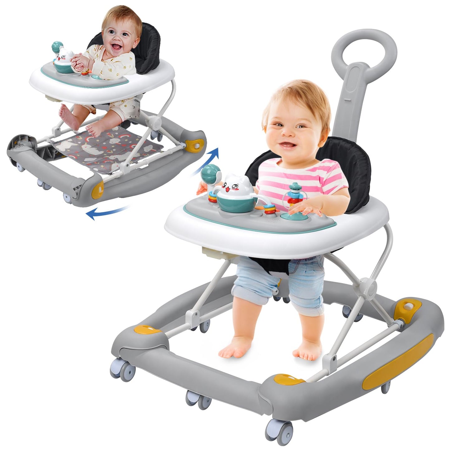 4-in-1 Baby Walker with Rocker, Music & Lights