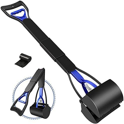 Long Handle Dog Pooper Scooper with Bags – Foldable and Portable