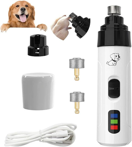 Silent USB Pet Nail Grinder – Low Noise, Rechargeable, 2 Grinding Heads