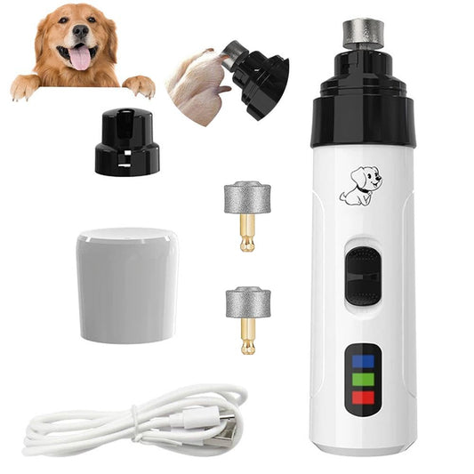 Silent USB Pet Nail Grinder – Low Noise, Rechargeable, 2 Grinding Heads