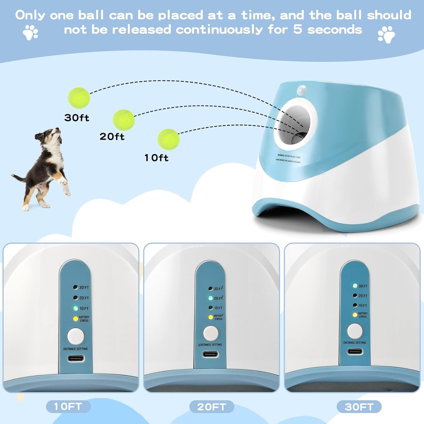Automatic Dog Ball Launcher – Rechargeable with 12 Balls