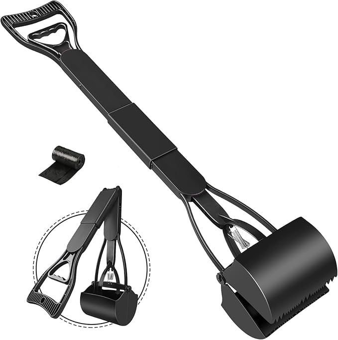 Long Handle Dog Pooper Scooper with Bags – Foldable and Portable