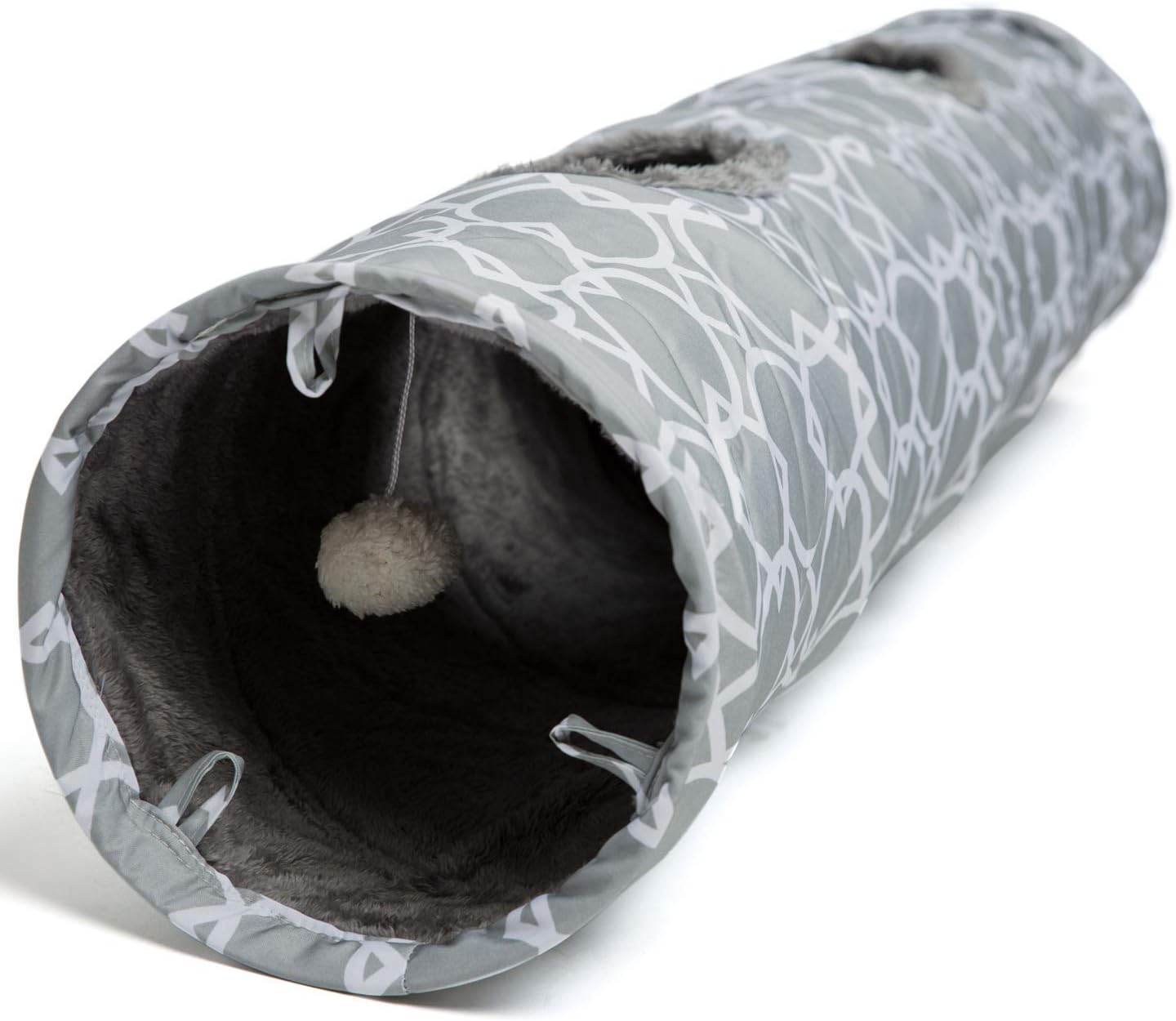 Geometric Cat Tunnel with Plush Interior