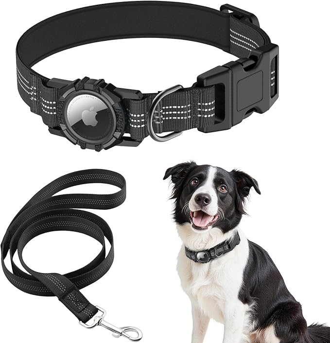 Waterproof AirTag Dog Collar with Reflective Padding