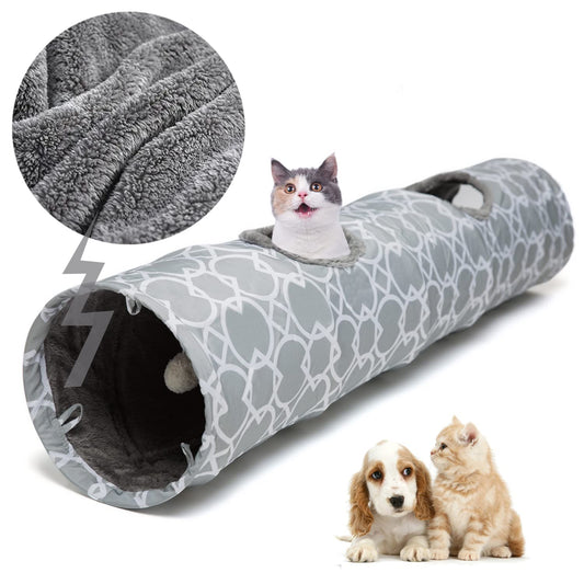 Geometric Cat Tunnel with Plush Interior