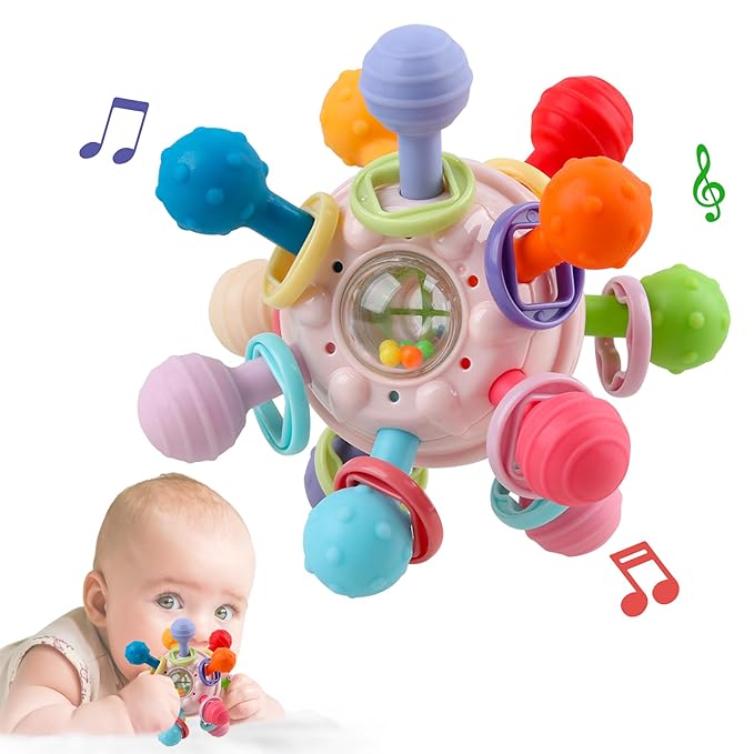 Baby Sensory Teething Rattle Toy for Newborns