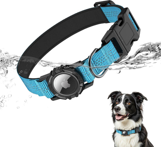 Waterproof AirTag Dog Collar with Reflective Padding