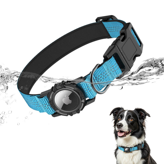 Waterproof AirTag Dog Collar with Reflective Padding