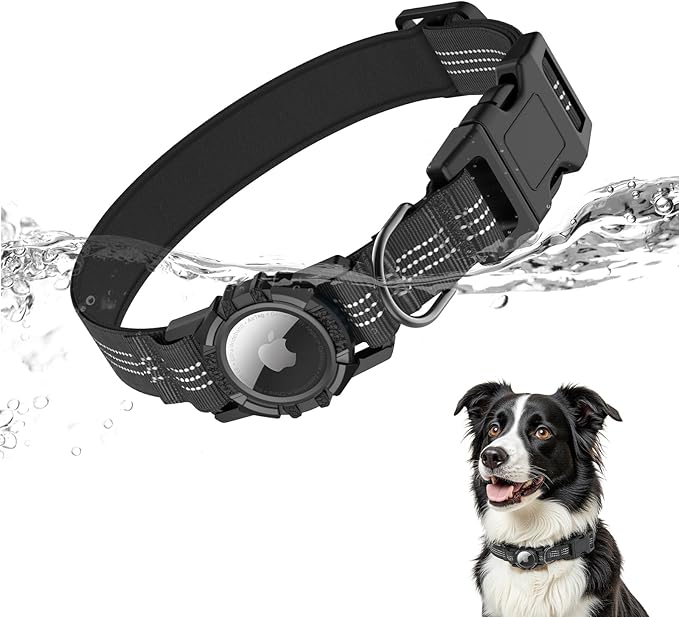 Waterproof AirTag Dog Collar with Reflective Padding
