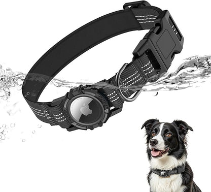 Waterproof AirTag Dog Collar with Reflective Padding