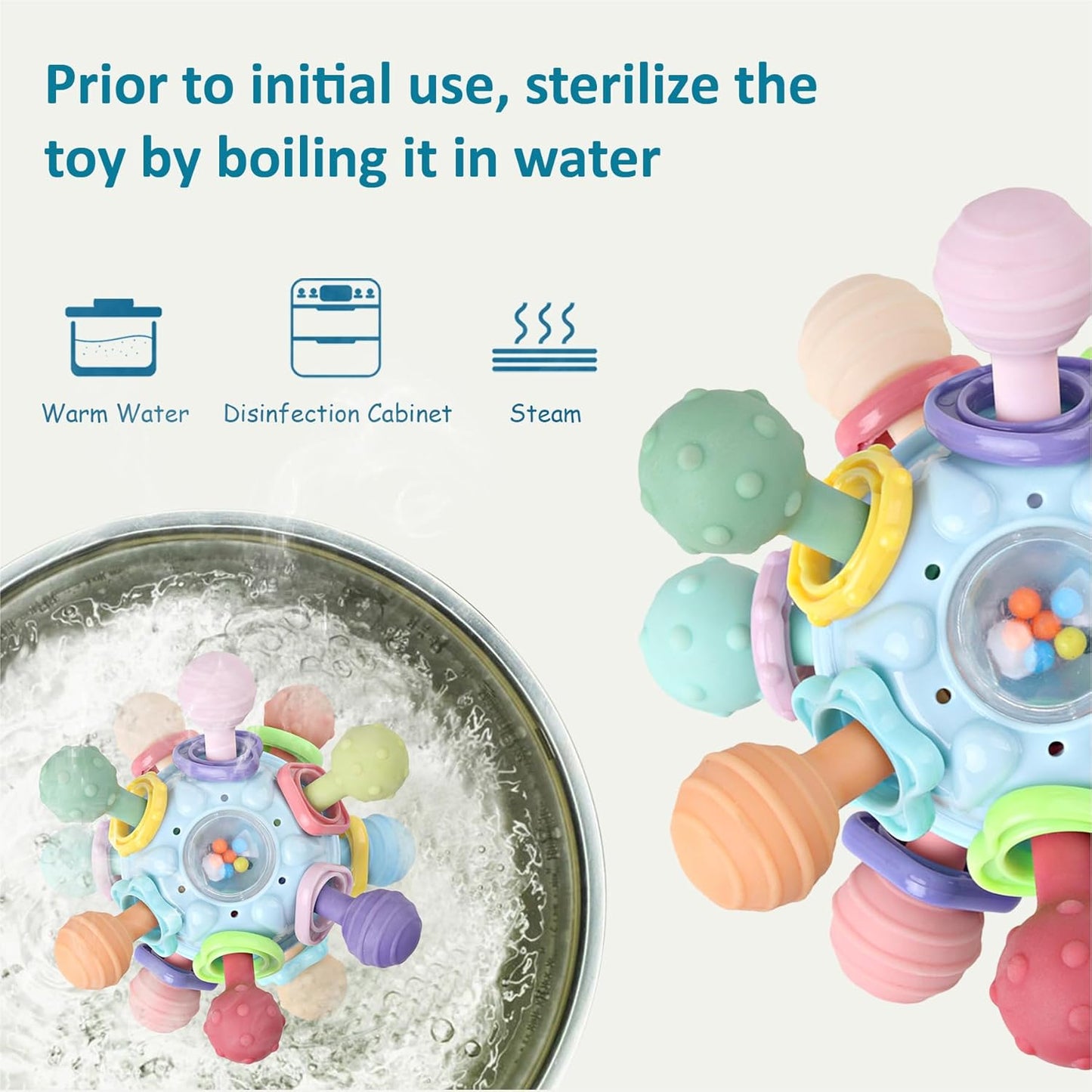 Baby Sensory Teething Rattle Toy for Newborns