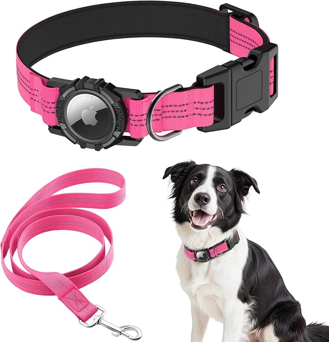 Waterproof AirTag Dog Collar with Reflective Padding