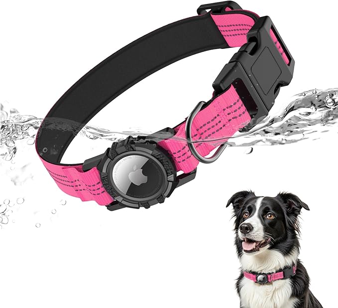Waterproof AirTag Dog Collar with Reflective Padding