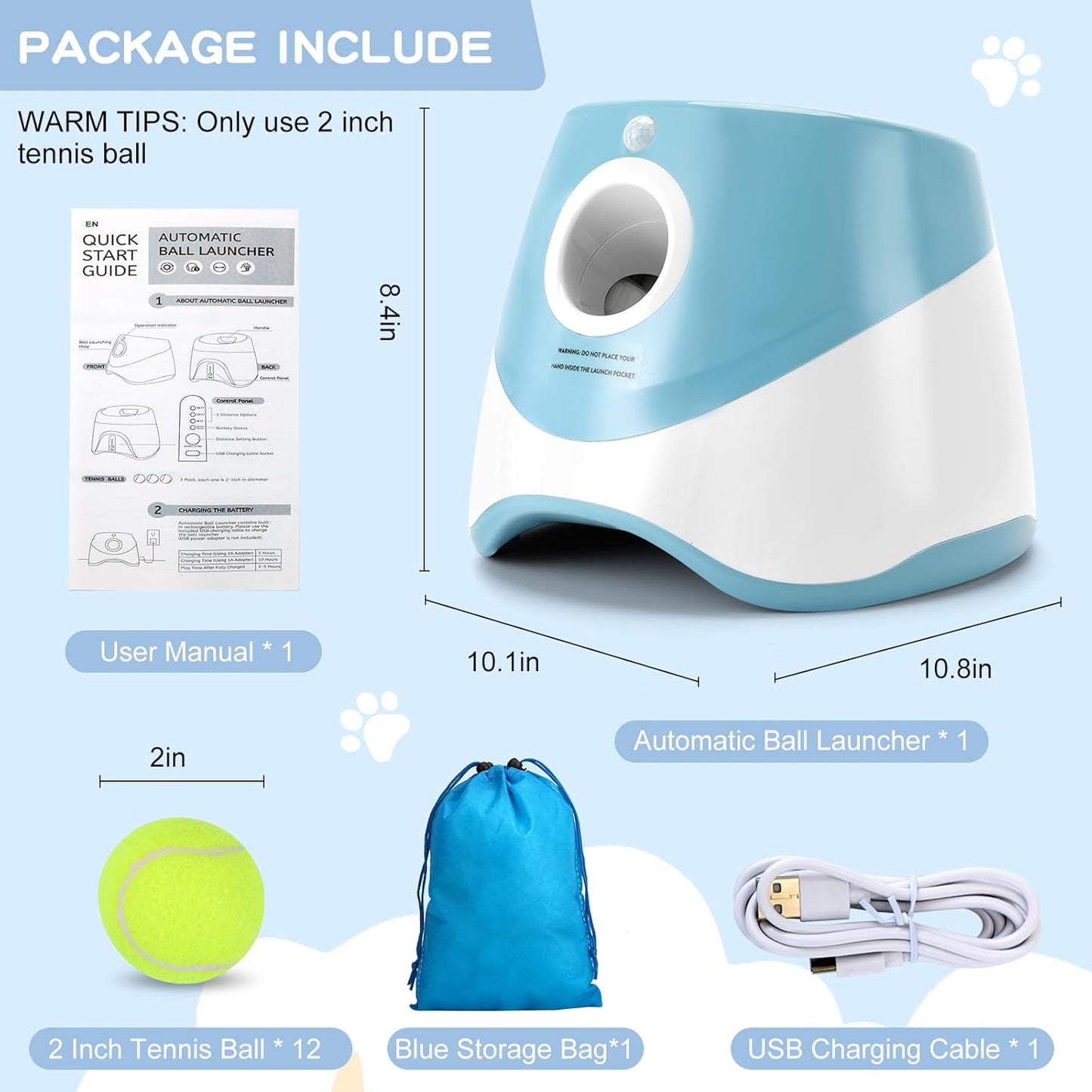 Automatic Dog Ball Launcher – Rechargeable with 12 Balls