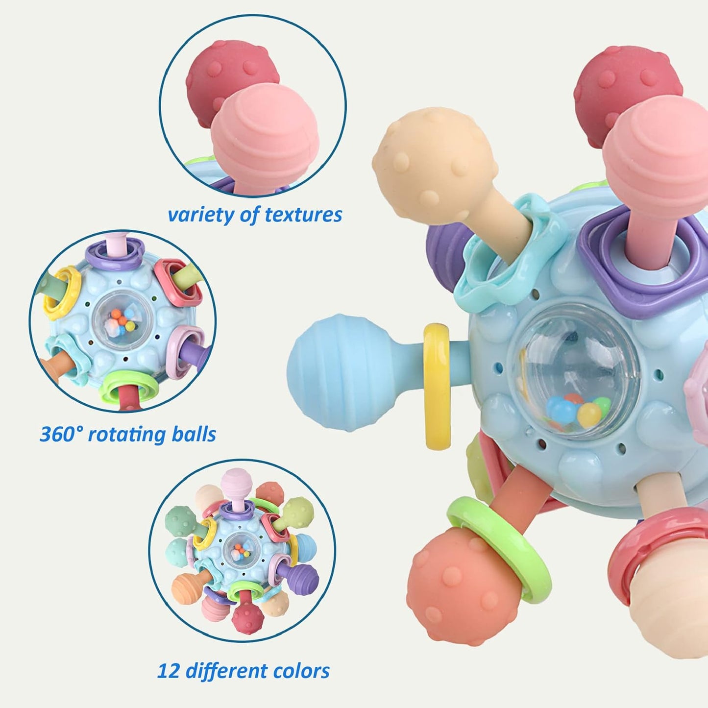 Baby Sensory Teething Rattle Toy for Newborns