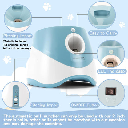 Automatic Dog Ball Launcher – Rechargeable with 12 Balls