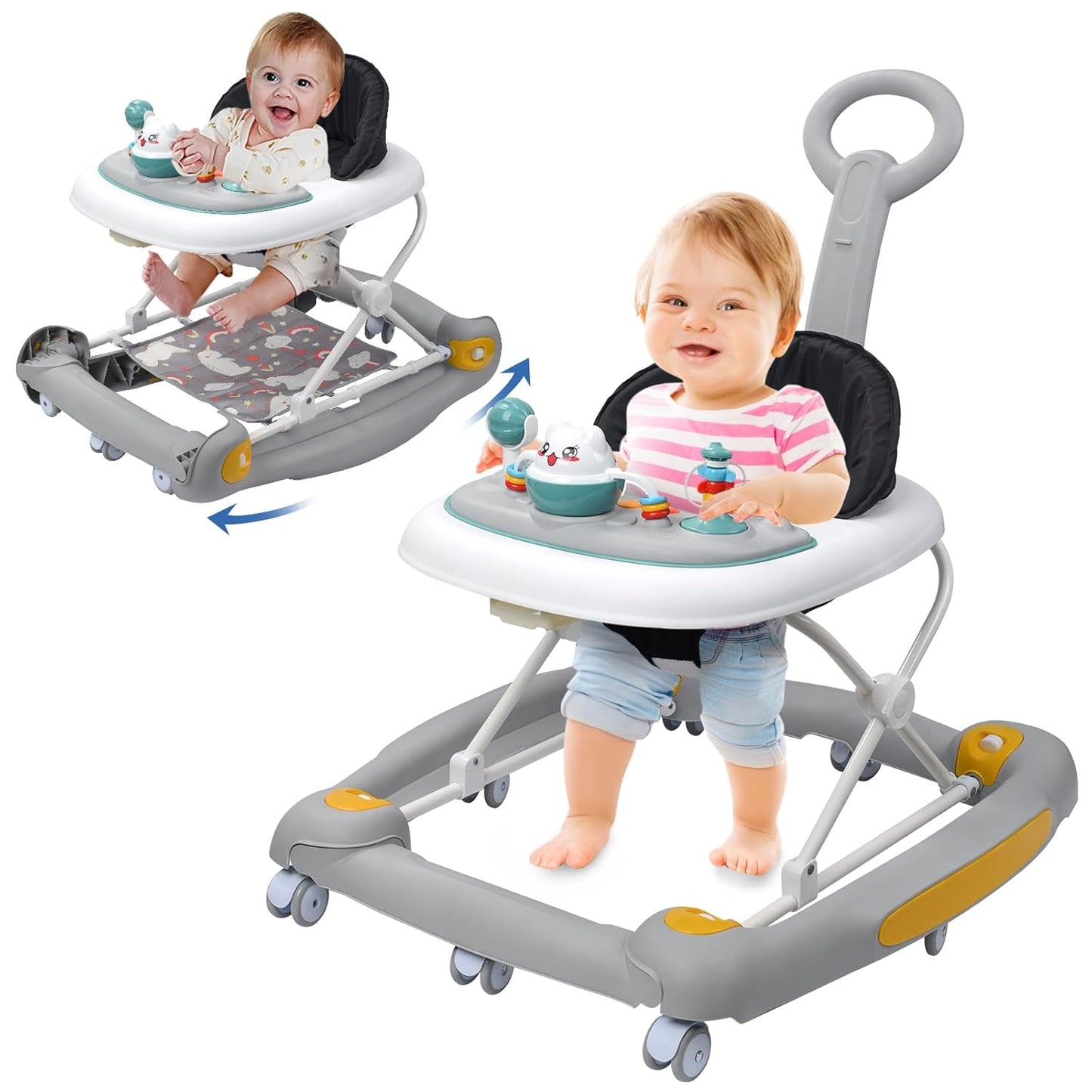 4-in-1 Baby Walker with Rocker, Music & Lights
