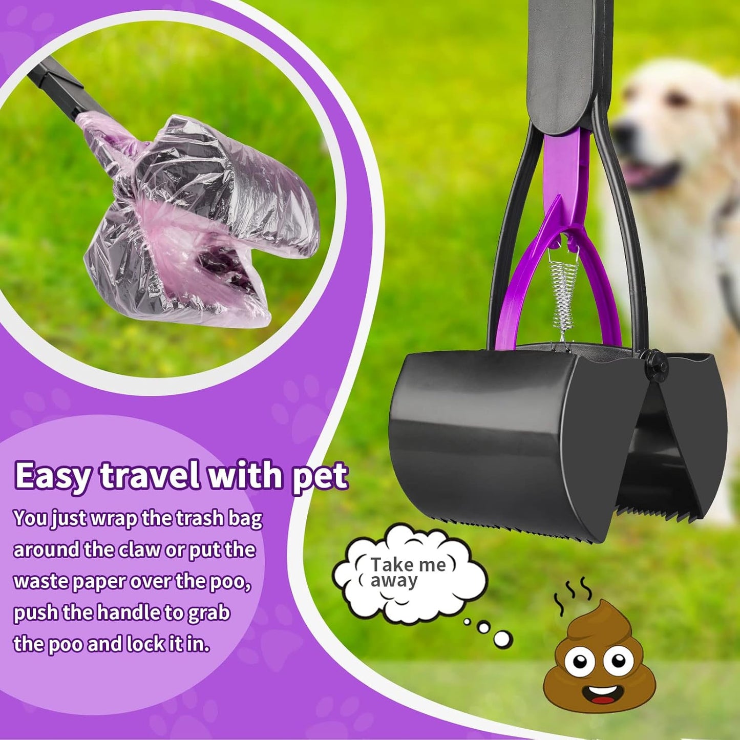 Long Handle Dog Pooper Scooper with Bags – Foldable and Portable