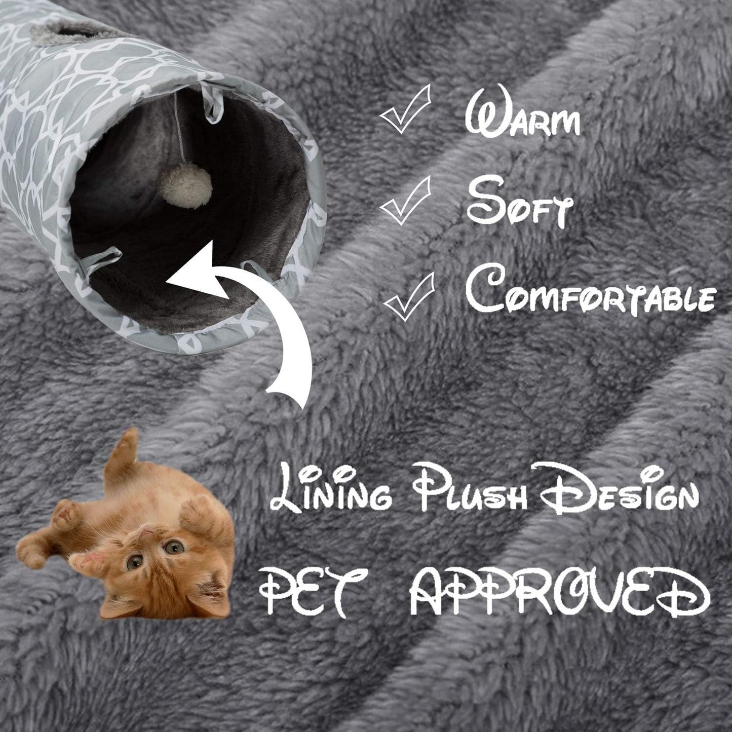 Geometric Cat Tunnel with Plush Interior