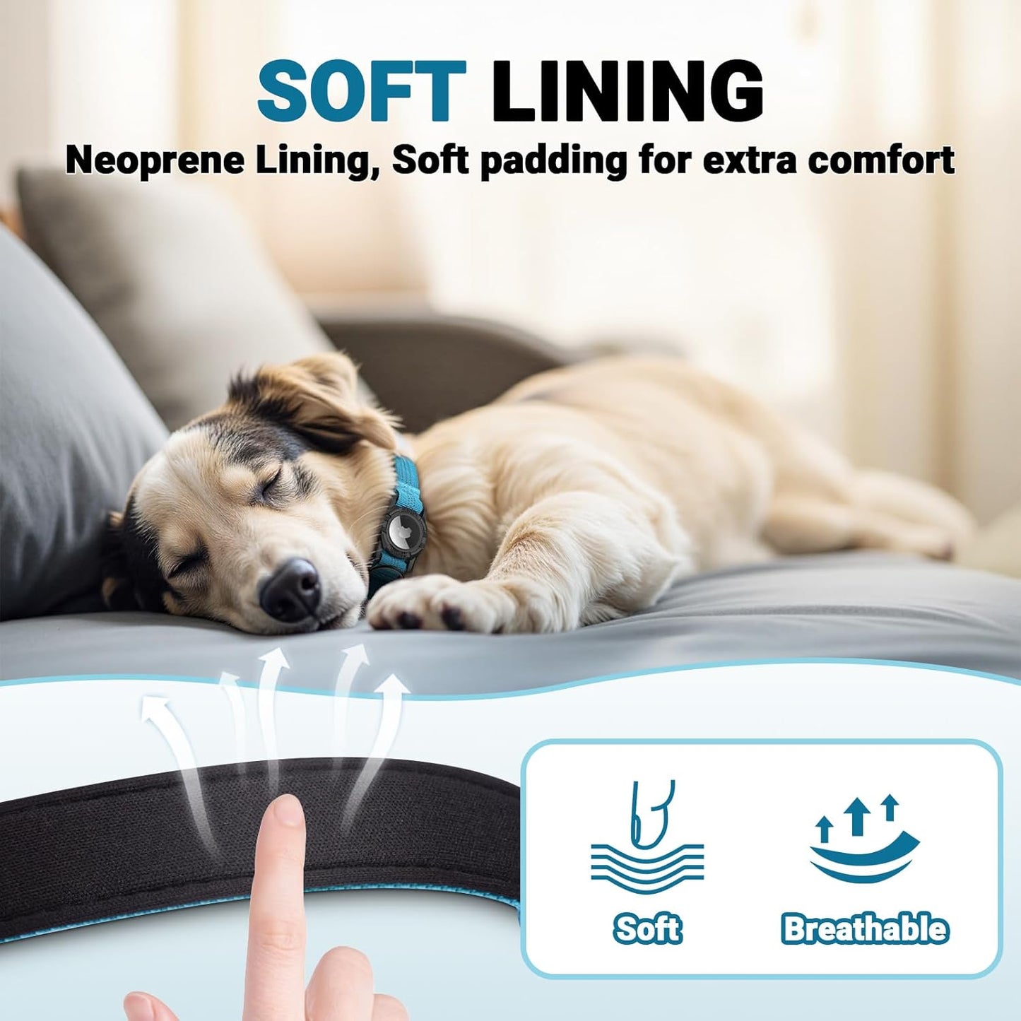 Waterproof AirTag Dog Collar with Reflective Padding