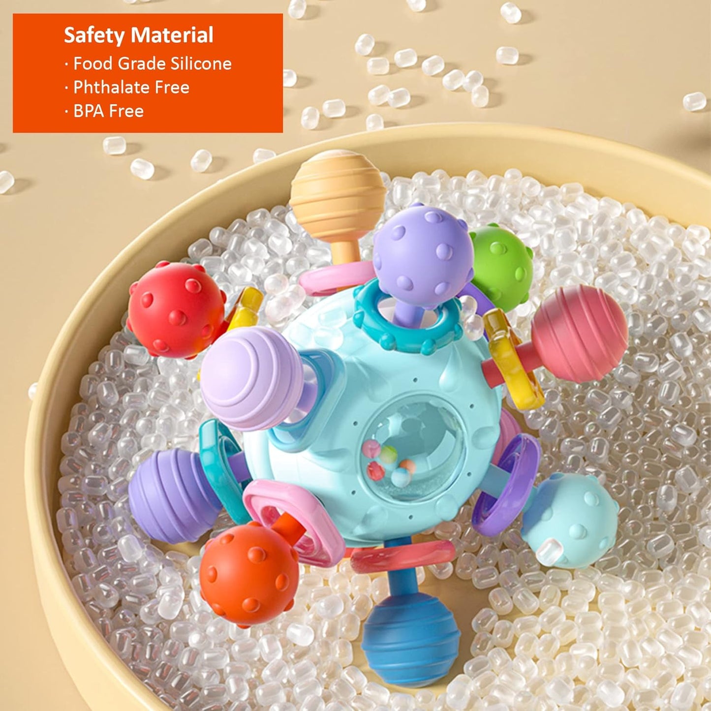 Baby Sensory Teething Rattle Toy for Newborns