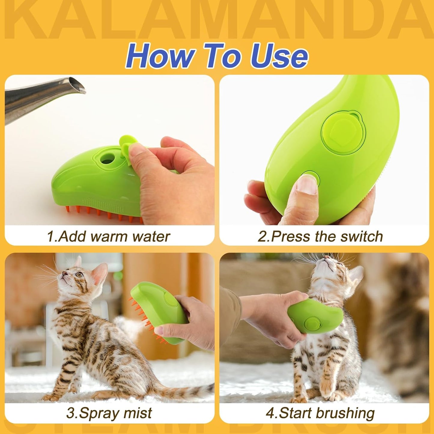 Cat Steam Brush – 3-in-1 Grooming & Massage Comb