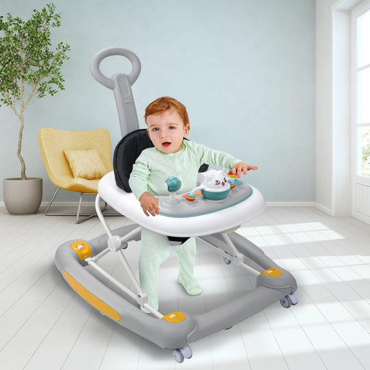 4-in-1 Baby Walker with Rocker, Music & Lights