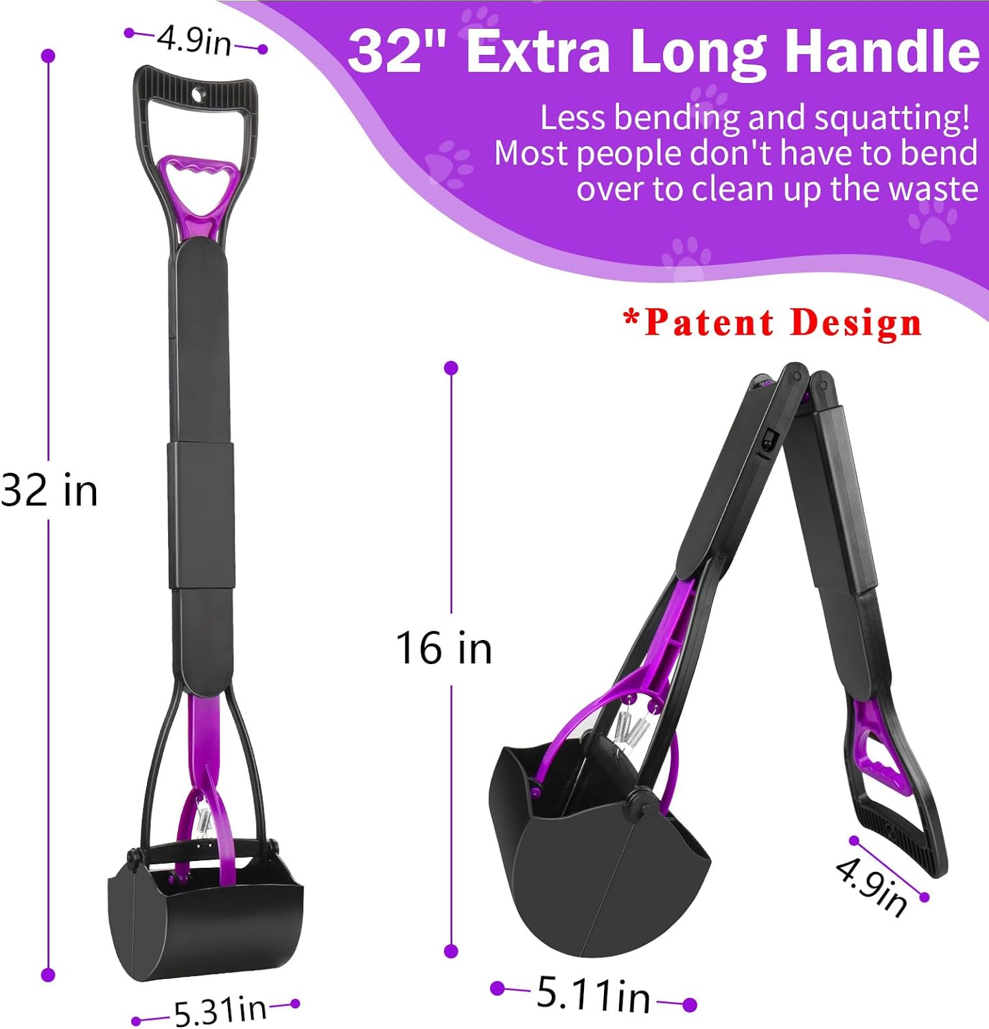 Long Handle Dog Pooper Scooper with Bags – Foldable and Portable