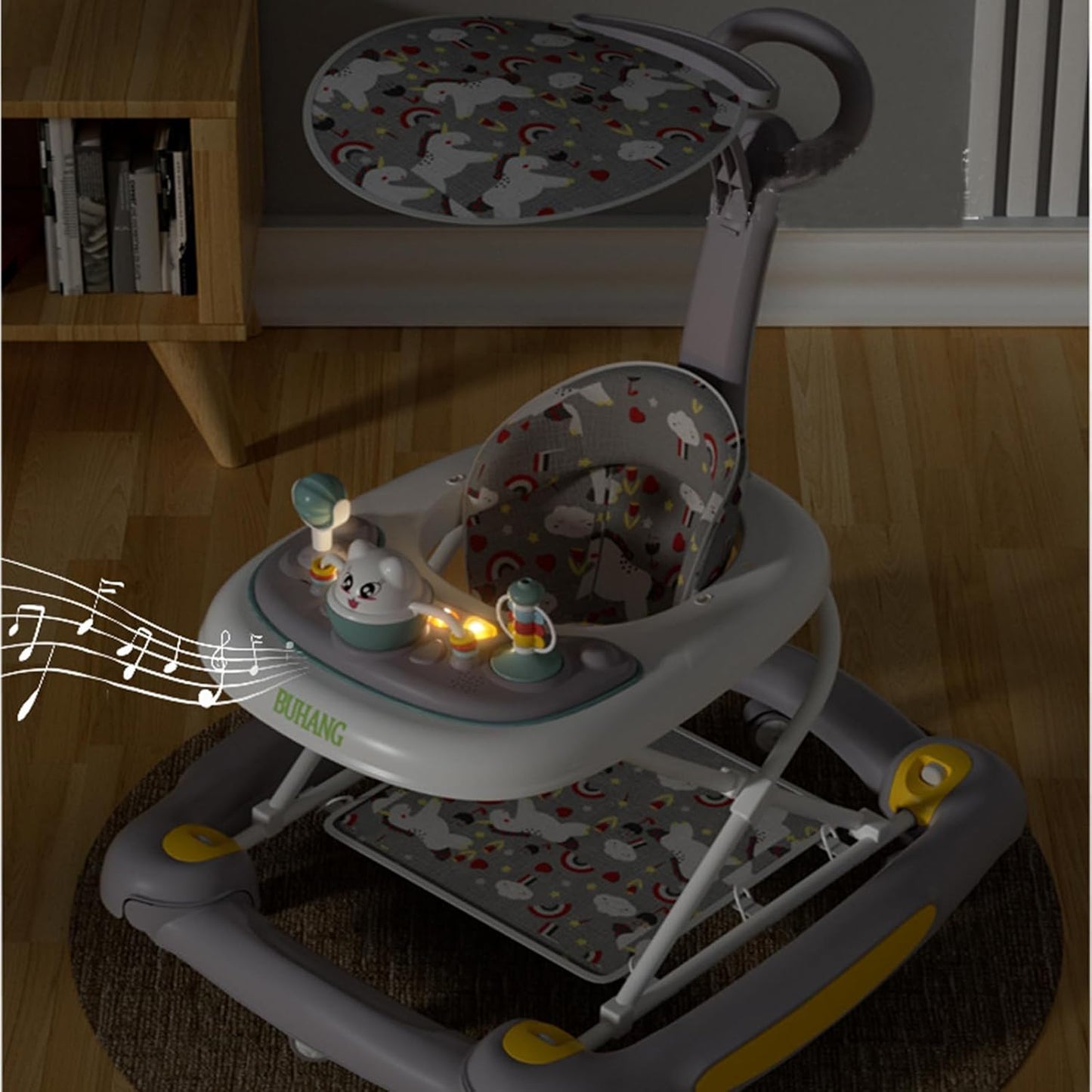 4-in-1 Baby Walker with Rocker, Music & Lights