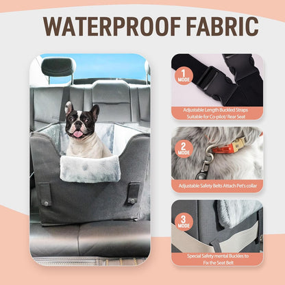 Dog Car Booster Seat with Cushion and Safety Harness