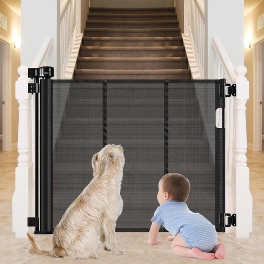 Extra-Wide Retractable Pet & Baby Gate for Stairs